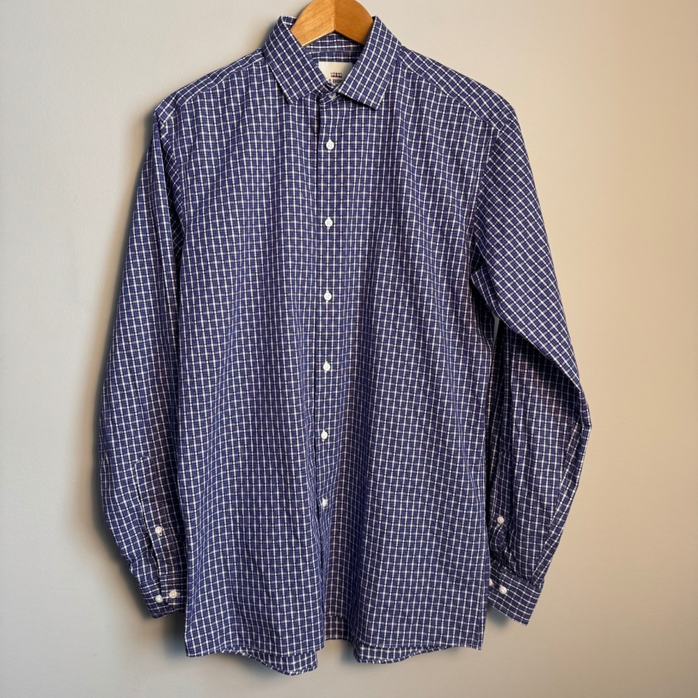 Ben Sherman Mens Slim Fit Medium Button Up Shirt Geometric Print Purple Office